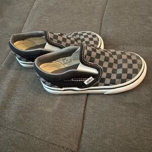 Vans Kids Checkered Slip-On Shoes - Black and Gray